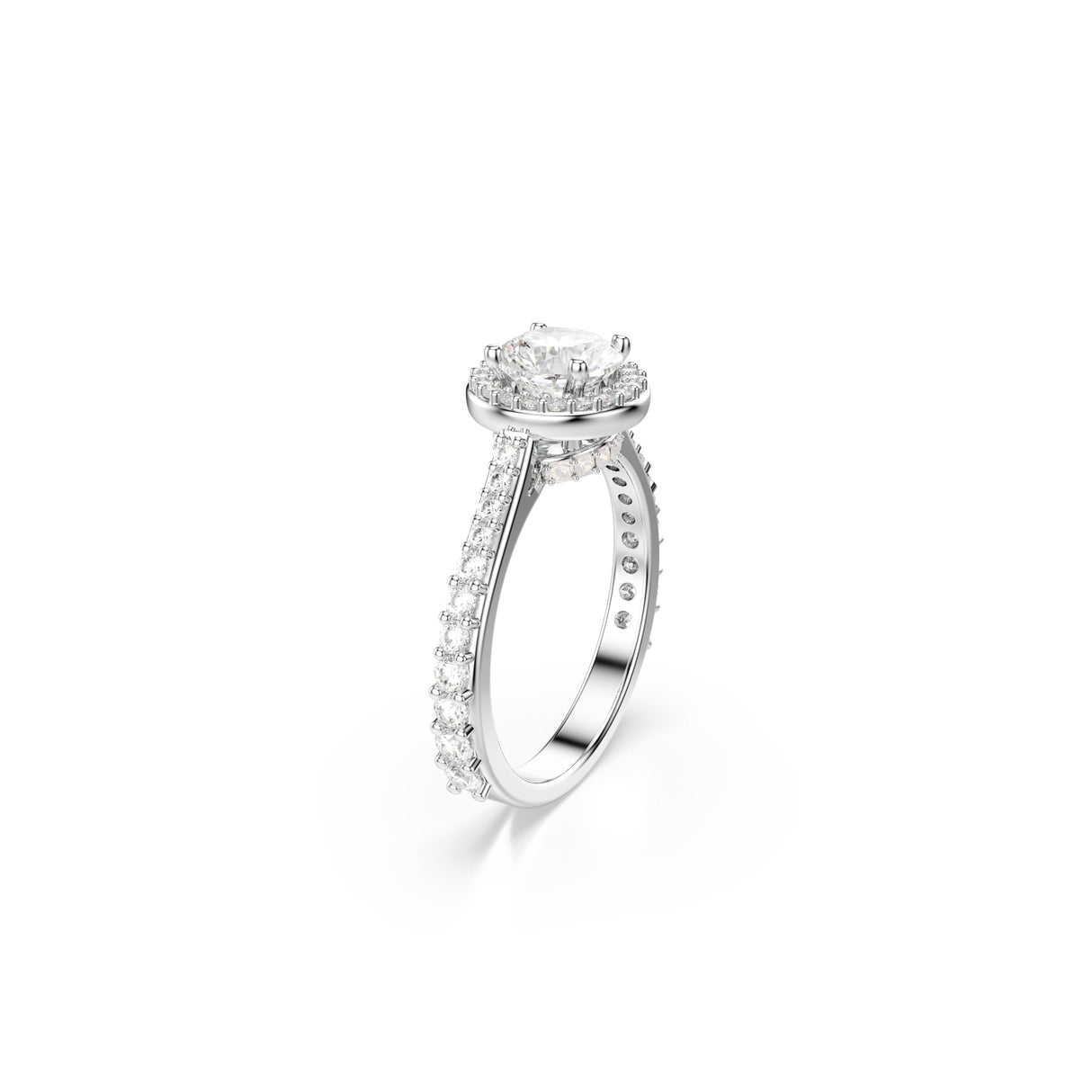 Swarovski Anillo Una Angelic, Talla redonda, Blanco, Acabado en tono plateado
