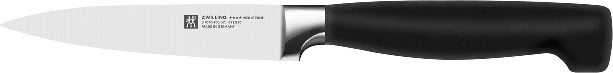 ZWILLING Juego de cuchillos, 3 piezas, Cuchillo para mechar y adornar, Cuchillo para carne, Cuchillo de chef, Mango especial de acero inoxidable/plástico, Four Star