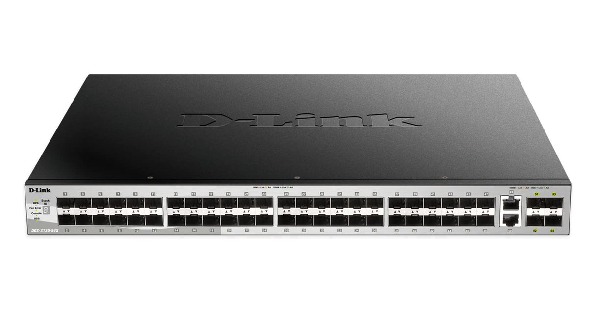 D-Link DGS-3130-54S Gestionado L3 10G Ethernet (100/1000/10000) Negro, Gris - Switch de red (Gestionado, L3, 10G Ethernet (100/1000/10000))