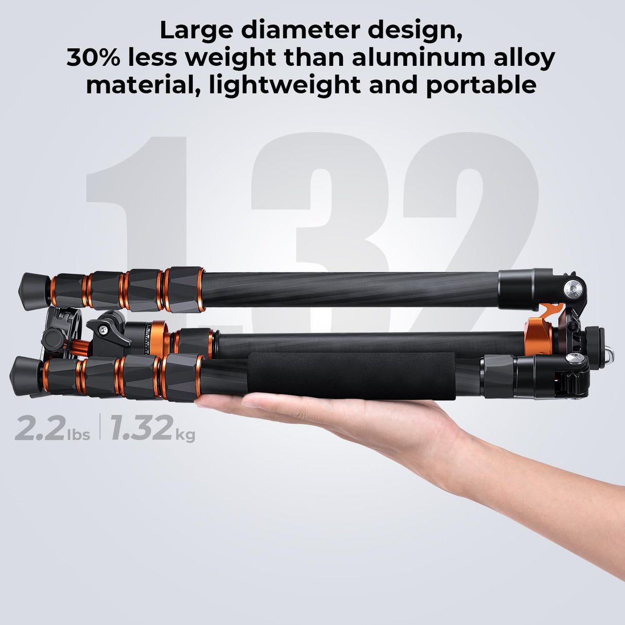 K&F CONCEPT Trípode Cámara Carbono 172CM Trípode Ligero Fotografía Professional de Viaje 360° Rótula de Bola y Placa de Liberación para Cámara DSLR (1.32KG)