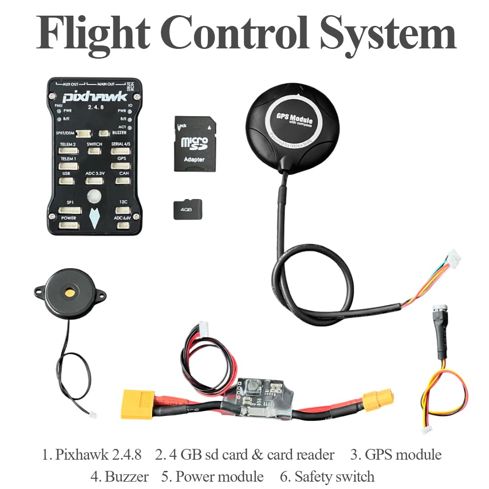 HAWK'S WORK F450 Drone Kit para construir, Marco + Pixhawk + GPS + Mรณdulo de alimentaciรณn + ESC + Motor sin escobillas + Hรฉlice + Baterรญa + Transmisor y Receptor RC + Accesorio (Conjunto A)