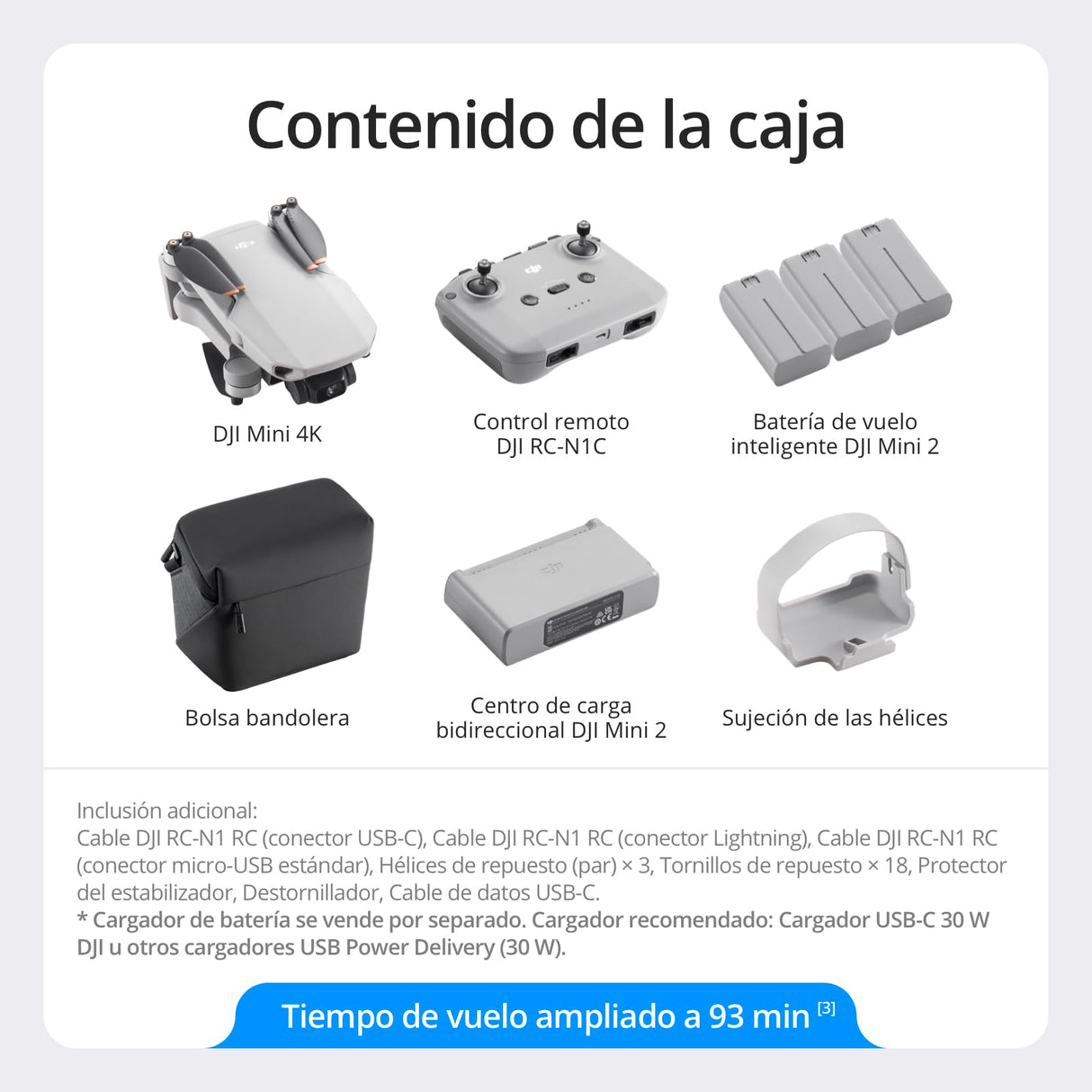 DJI Pack Mini 4K Vuela Más, dron 4K UHD, menos de 249 g, estabilización en 3 ejes, transmisión de vídeo a 10 km, regreso automático, 3 baterías para un tiempo máx. de vuelo de 93 min, Mini 2SE 4K, C0