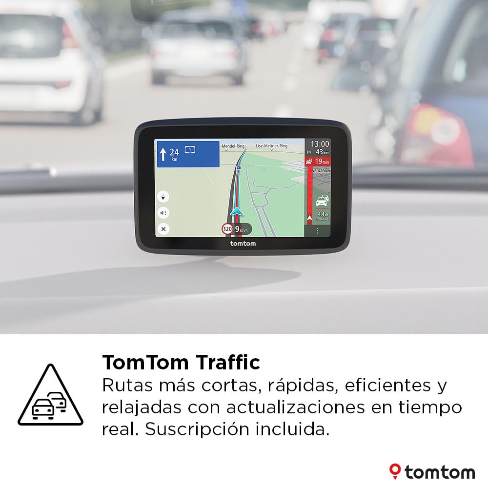 TomTom GPS Coche GO Classic Lite (5", información de tráfico y Alerta de radares, actualizaciones de mapas de Europa Mediante Wi-Fi y Soporte Reversible Integrado)