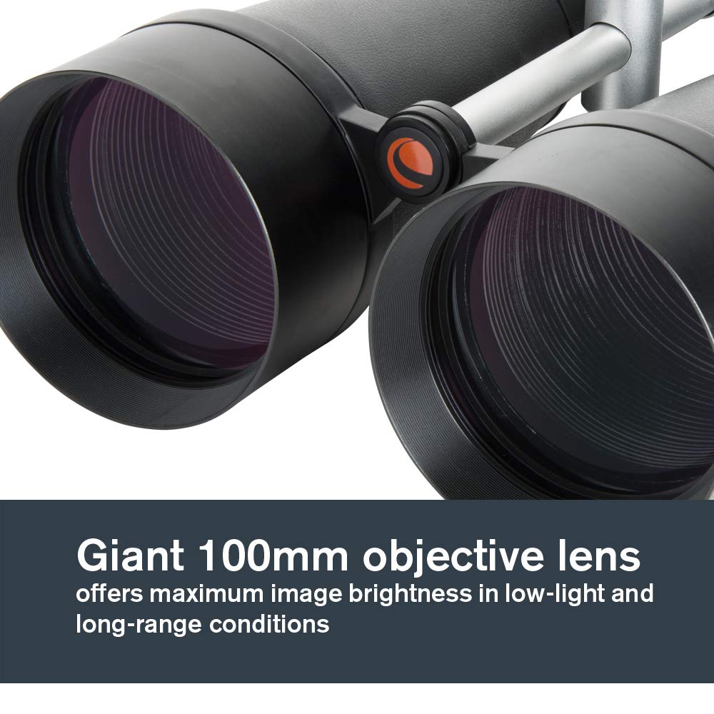 Celestron 71017 SkyMaster 25x100mm Prismáticos Porro Prism con Lente Multicapa, Cristal de Prisma BaK-4 y Funda de Transporte, Negro