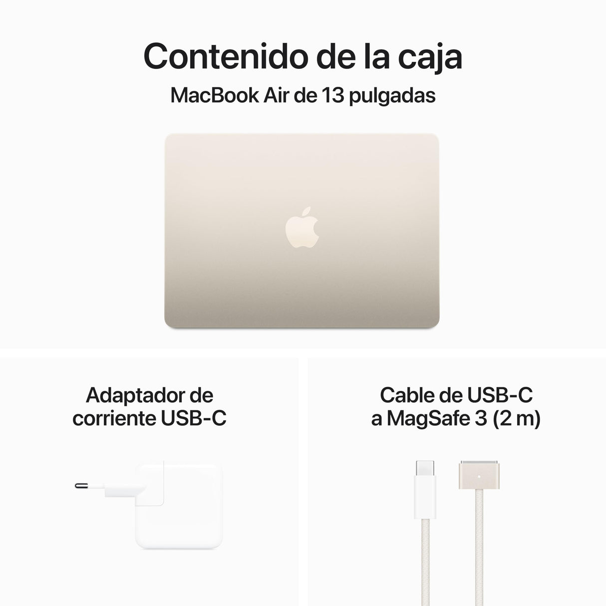Apple 2024 MacBook Air de 13 Pulgadas con Chip M3: Pantalla Liquid Retina, CPU 8 núcleos, GPU 10 núcleos, 24 GB de Memoria unificada, SSD de 512 GB, Touch ID, Blanco Estrella