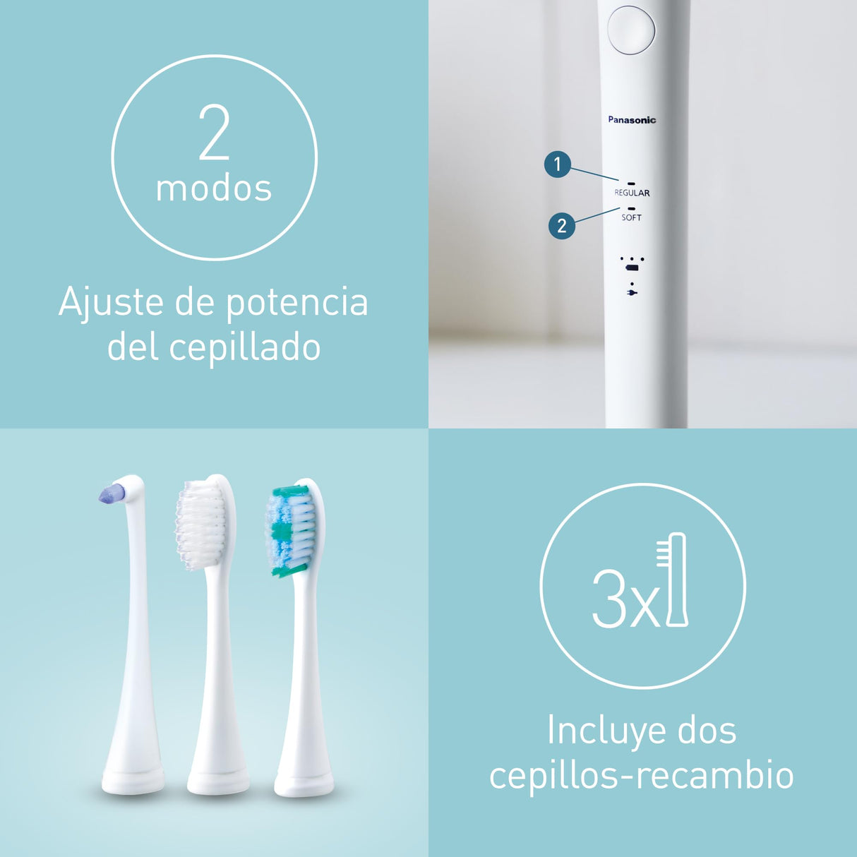 Panasonic EW-DL83-W803 Cepillo de Dientes Eléctrico Sónico (Control de Presión, Temporizador de cepillado, 2 Modos, Indicador LED, Inalámbrico, 100% Lavable), Color Plata