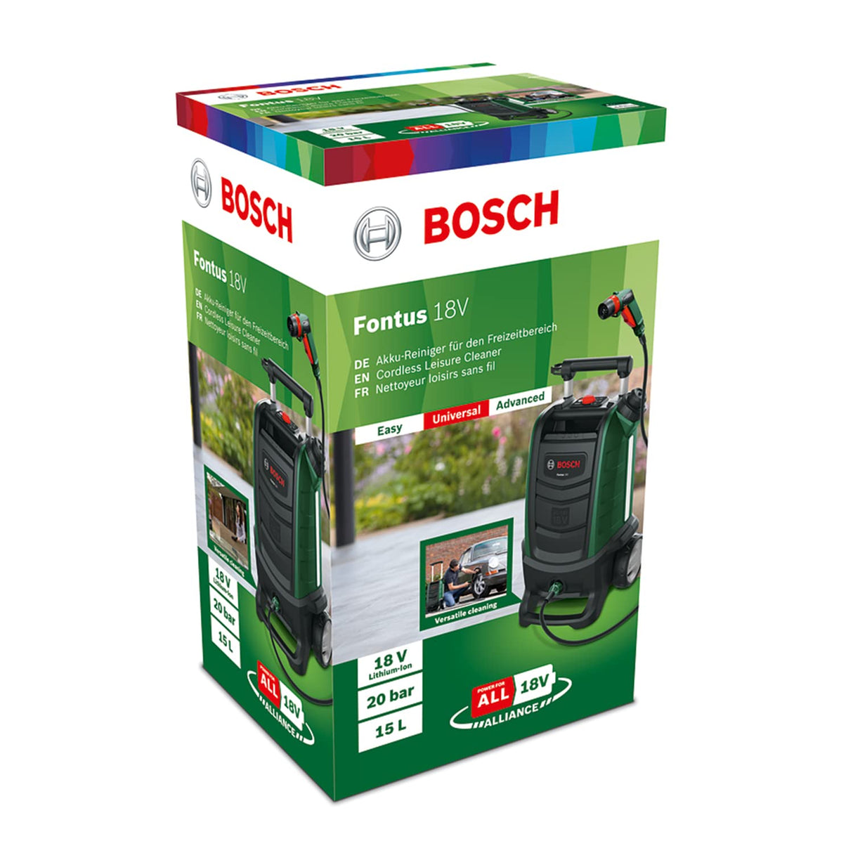 Bosch hidrolimpiadora de exteriores a batería Fontus 18V (1 batería, sistema de 18 V, en caja)