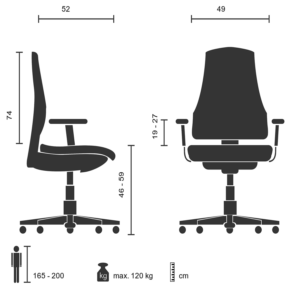 hjh OFFICE 600040 Silla ejecutiva Murano 20 Cuero marrón Oscuro Silla ergonomica Respaldo Alto inclinable con Brazos