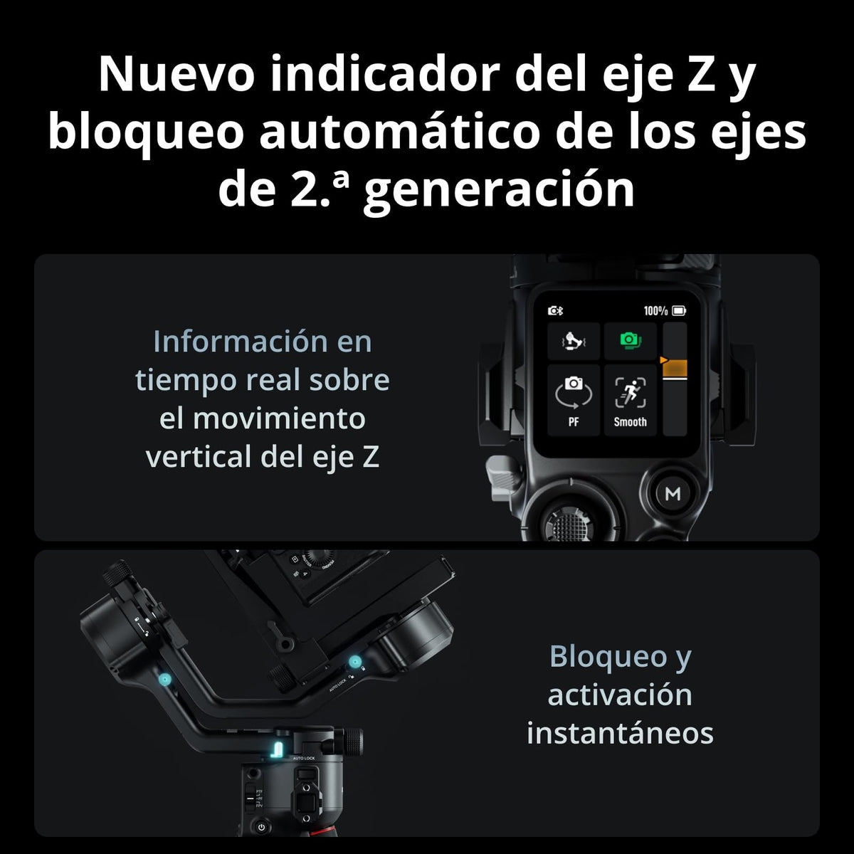 Pack dji RS 5, estabilizador para cámara Canon/Sony/Panasonic/Nikon/Fujifilm, Seguimiento Inteligente, empuñadura Maleta electrónica, perillas de Ajuste Fino, Nuevo indicador del Eje Z