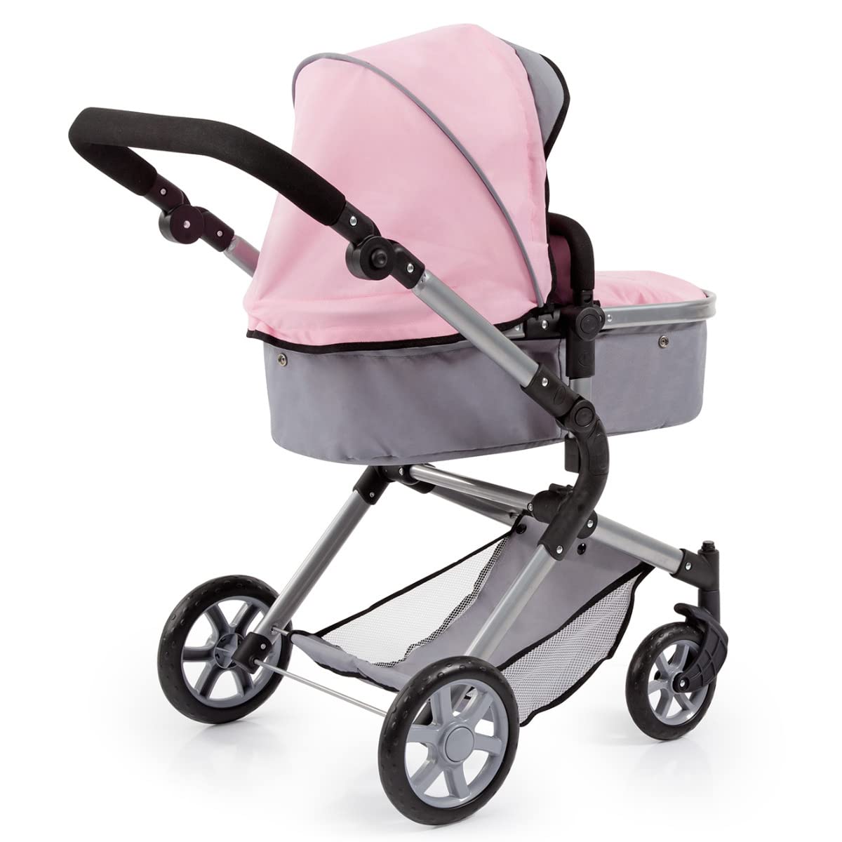 Bayer Design-18108AA Cochecito de Muñecas City Neo con Bolso Cambiador, Transformable, altura regulable, plegable, moderno, color gris, rosa con hada, Small (18108AA)