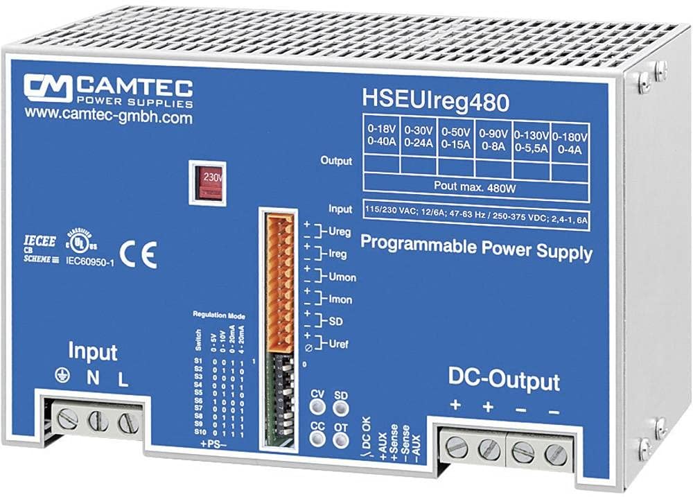 Camtec - Hseuireg04801.50t Montaje en DIN Rail de alimentación, el Cambio de alimentación, Fuente de alimentación DIN 480 w