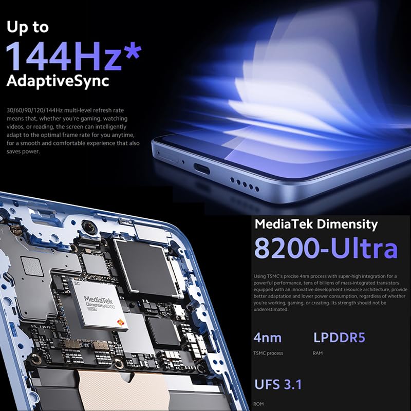 Xiaomi Smartphone 13T 5G, sistema de cámara triple Leica de 50 MP, pantalla AMOLED de 144 Hz, procesador MediaTek Dimensity 8200-Ultra, batería de 5000 mAh de 12 GB + 256 GB (negro brillante)
