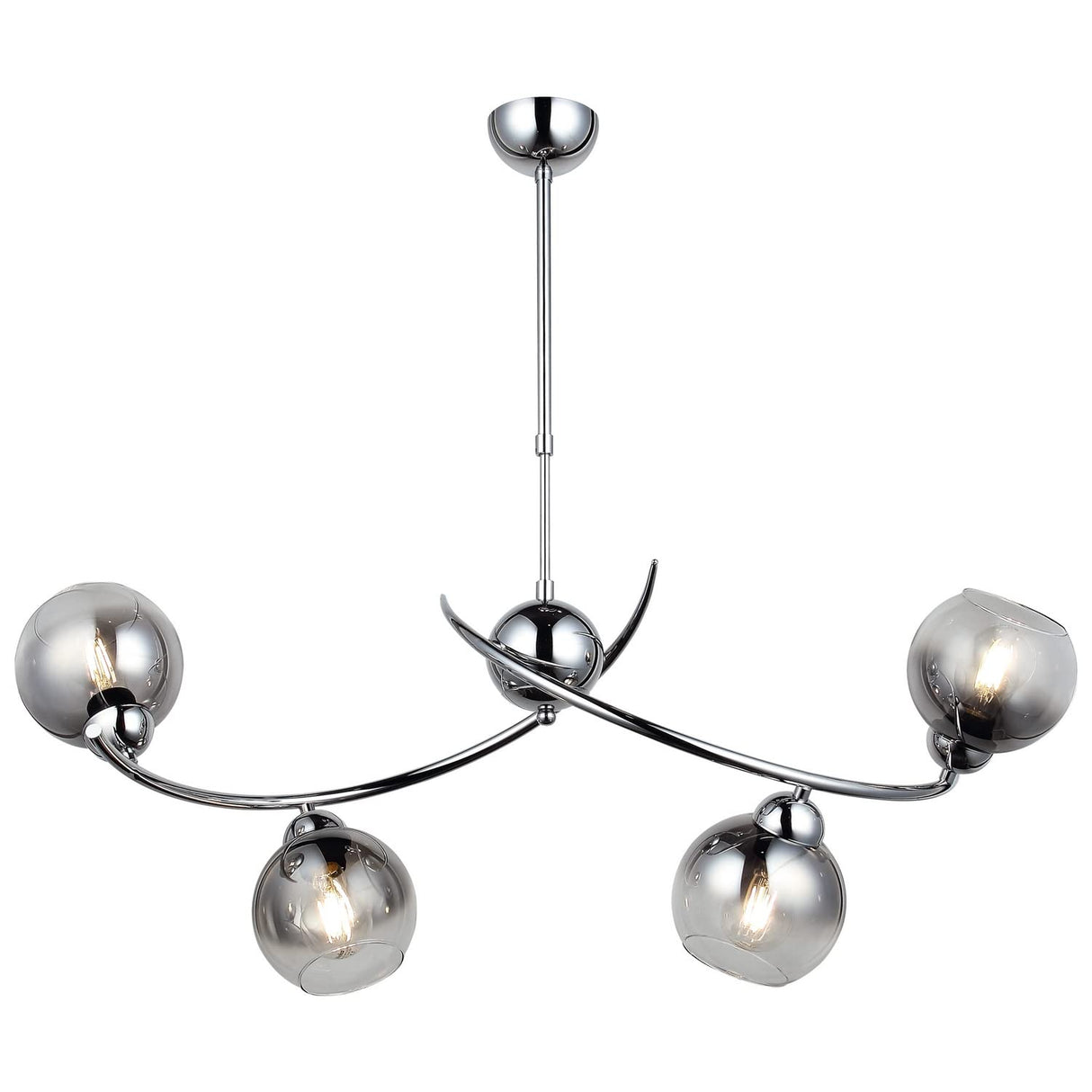 Homemania 1567-51-04-L Lámpara de Suspensión Hedra, Araña, Lámpara de Techo, Metal, Vidrio, Cromo, 22 x 44 x 95 cm, 4 x E27, Max 40W