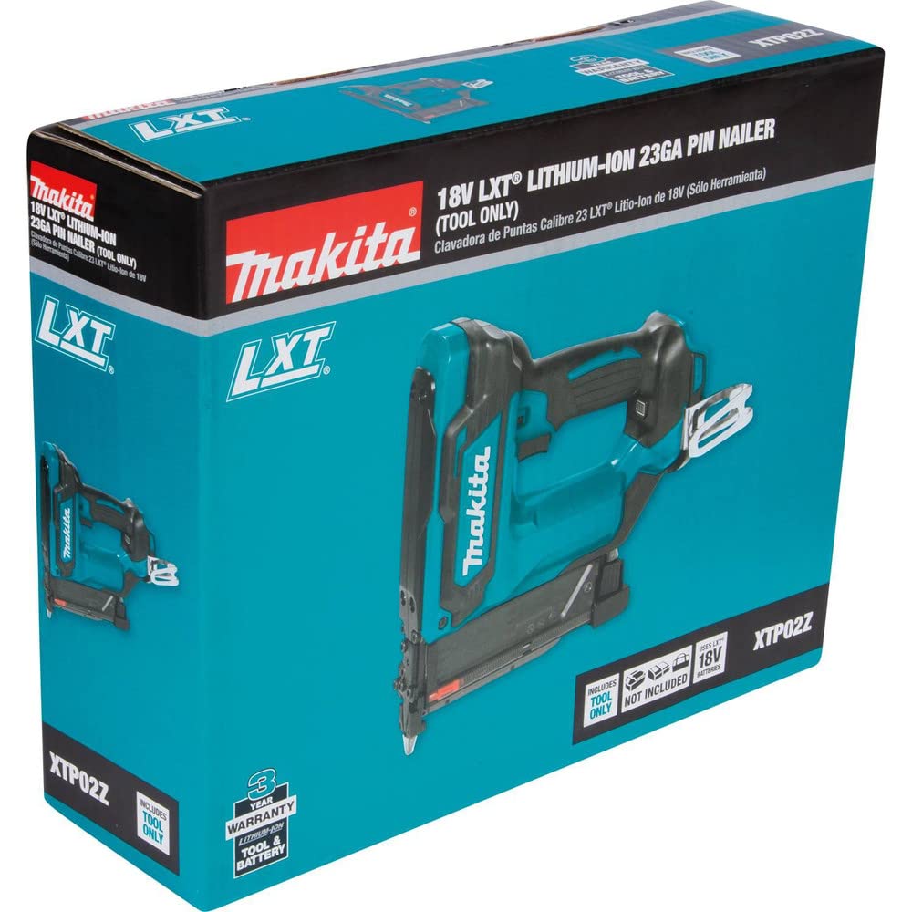 Makita - Clavadora inalámbrica de iones de litio con clavos de 3,49 cm, calibre 23, sin accesorios (XTP02Z 18V LXT)