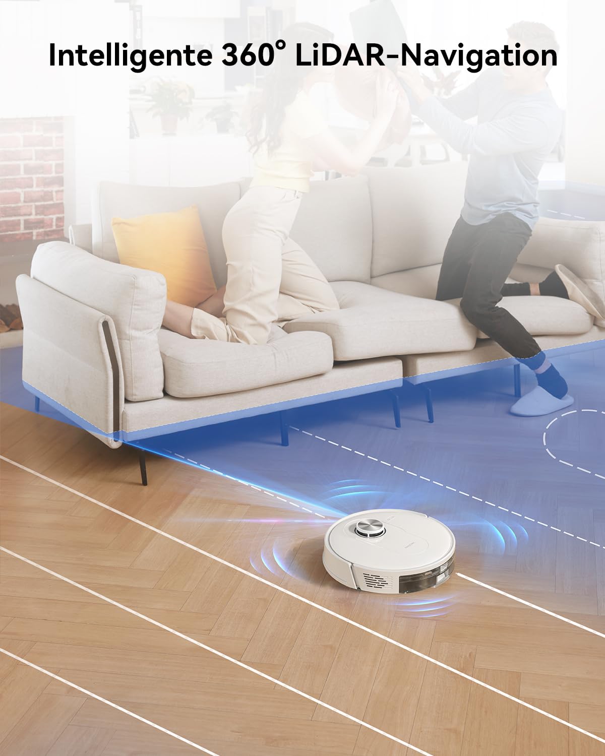 Proscenic Q8 Robot Aspirador con función de Limpieza, 4200 Pa, 200 min, Potente Robot de navegación láser con 5 Tarjetas, Control Mediante aplicación Alexa Siri IFTTT, para Suelos, alfombras, Pelo de
