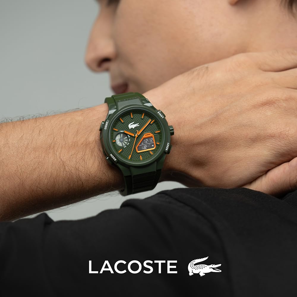 Lacoste Reloj de Cuarzo Multifuncional Analógico-Digital para hombre Colección LC33 Collection con Correa en silicona