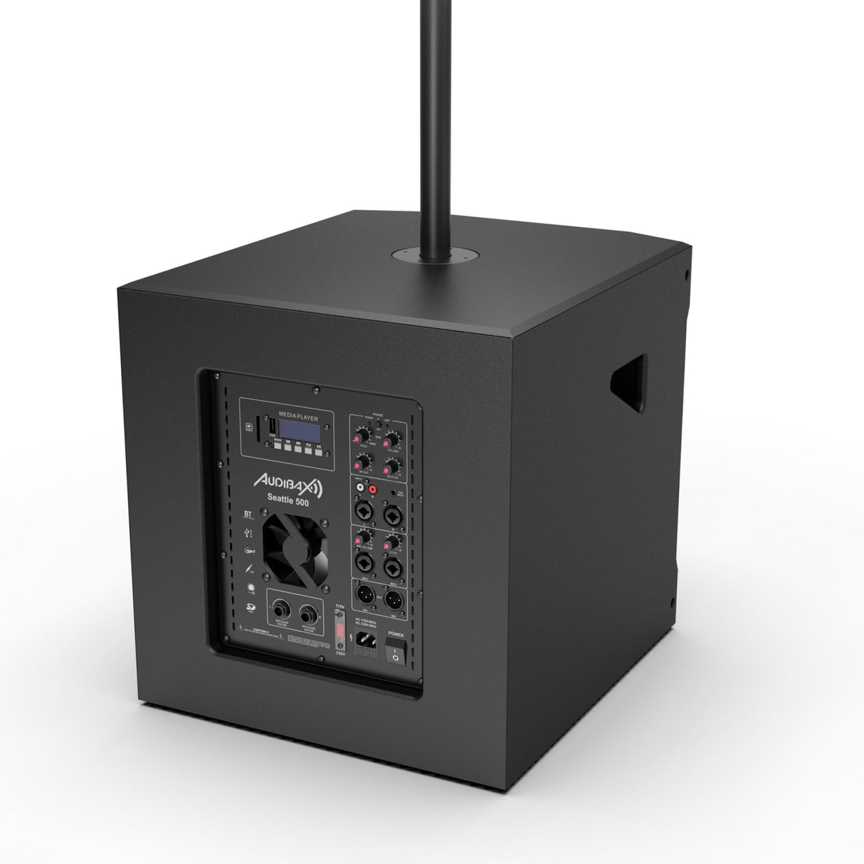 Audibax Seattle 500 - Conjunto de Altavoces Estéreo de Sistema PA - Line Array Compacto - Sistema de Columna Activo - Potencia de Subwoofer 300W RMS y Altavoces de 100W+100W RMS - Conexión Bluetooth