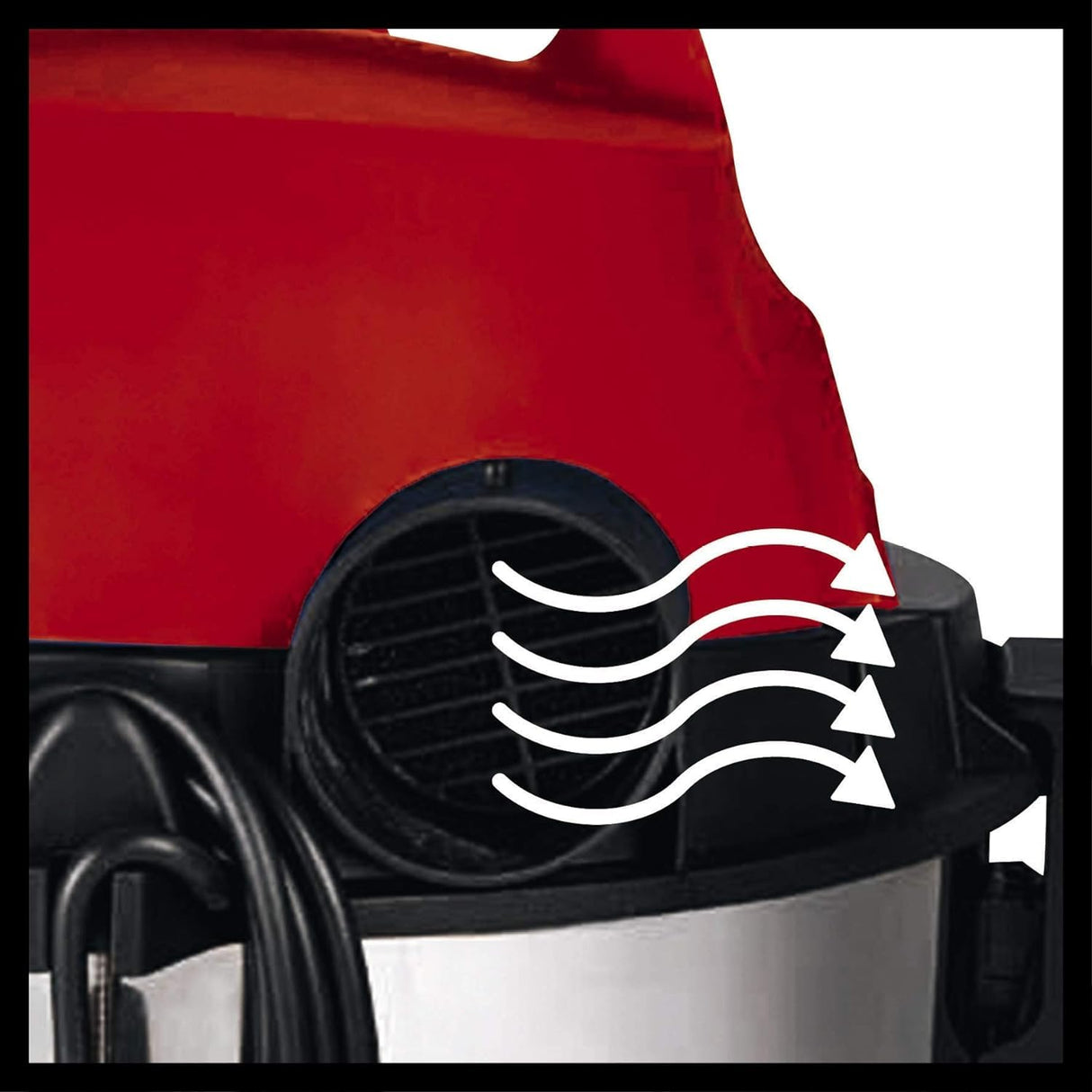 Einhell TC-VC 1820 SA - Aspiradora en seco y húmedo (1250 W, depósito de Acero Inoxidable de 20 L, Conector de soplado, Soporte para Accesorios, Enchufe automático, Incluye Manguera de aspiración,
