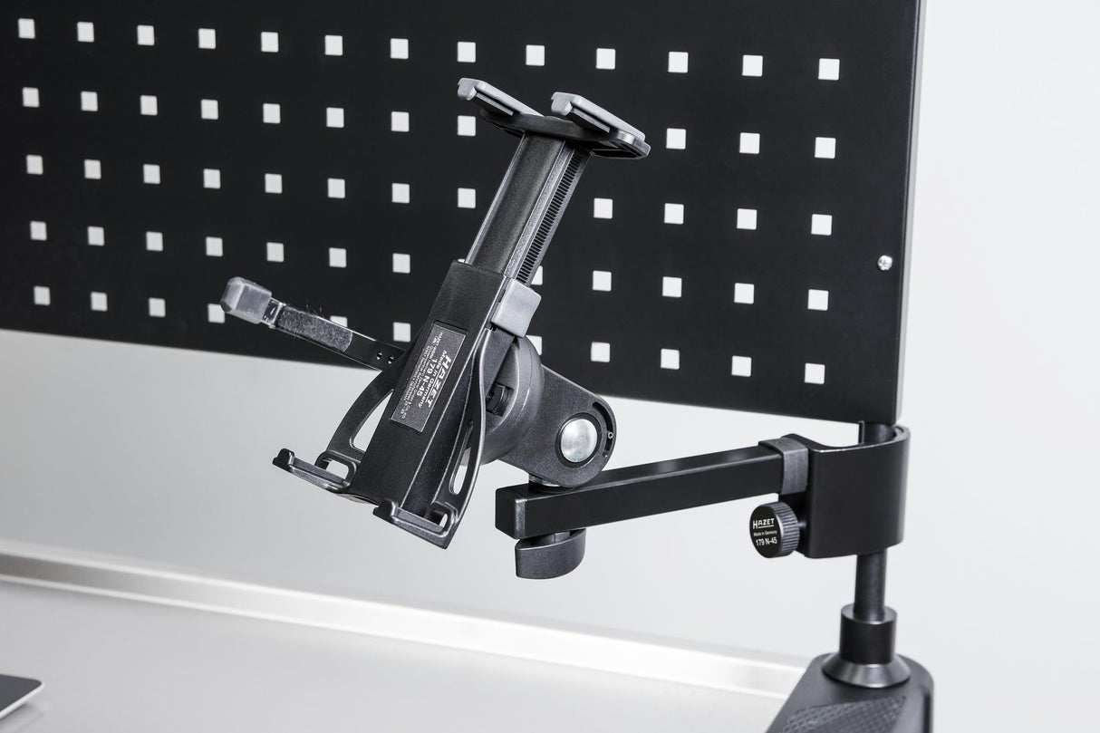 HAZET 179N-45 Soporte para tabletas, compatible con el carro de taller HAZET para tabletas de 120-222 mm, ángulo de sujeción ajustable, sujeción segura con almohadilla de gomaespuma