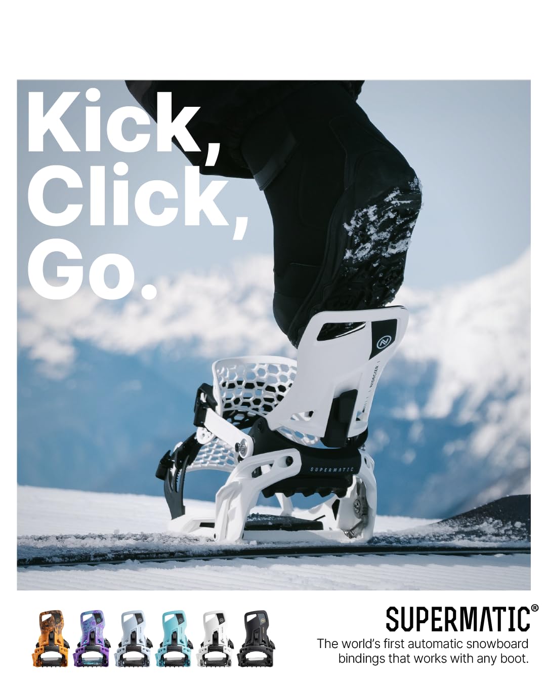 Nidecker Supermatic encuadernaciones de Snowboard, Unisex, Blanco, M (4.5-8.5)