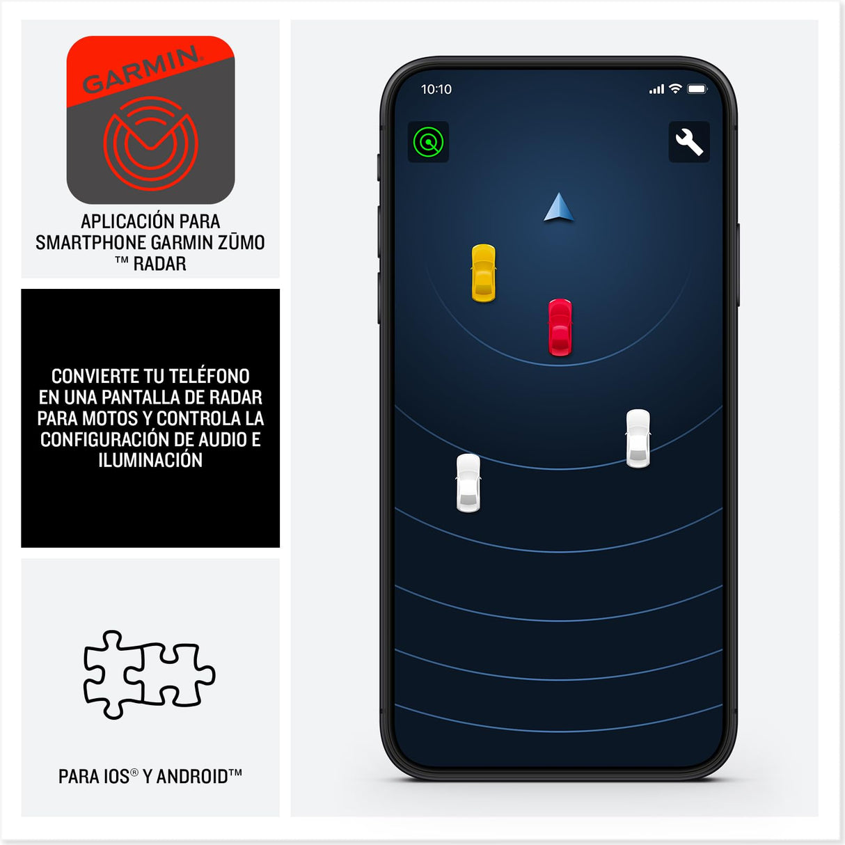 Garmin zūmo R1, Radar de visión Trasera y Visibilidad de ángulo Muerto para Motocicletas, Discreto, con Luces externas y alertas sonoras, emparejable con zūmo XT2 o Smartphone Compatible.