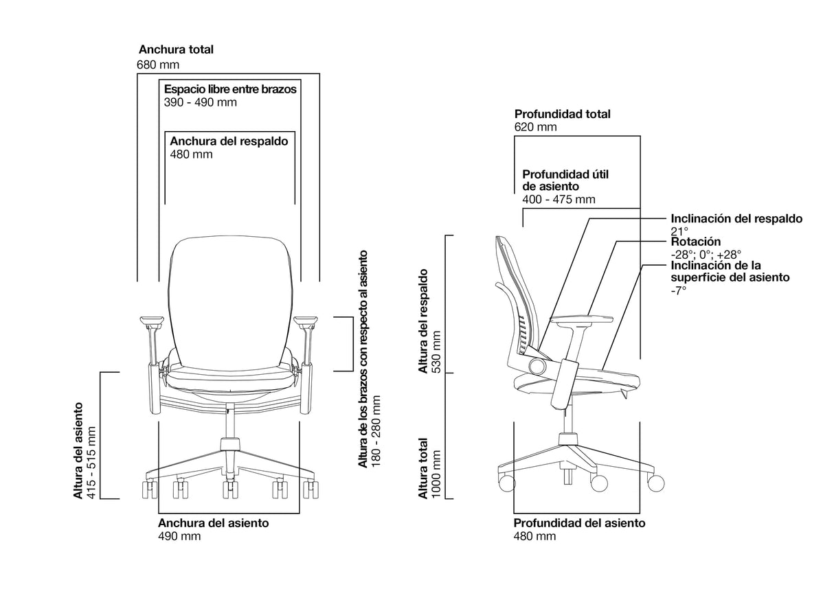 Steelcase Leap, silla de oficina ergonómica con sujeción lumbar regulable en altura y brazos regulables Ónix