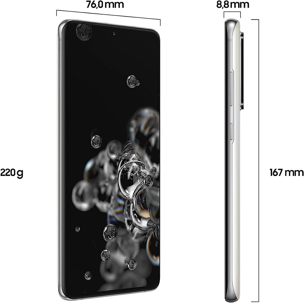 Samsung Galaxy S20 Ultra 5G sin etiqueta cámara 108MP, Super AMOLED Didsplay, Hybrid SIM, Android 10 a 13, versión alemana (512 GB, blanco)