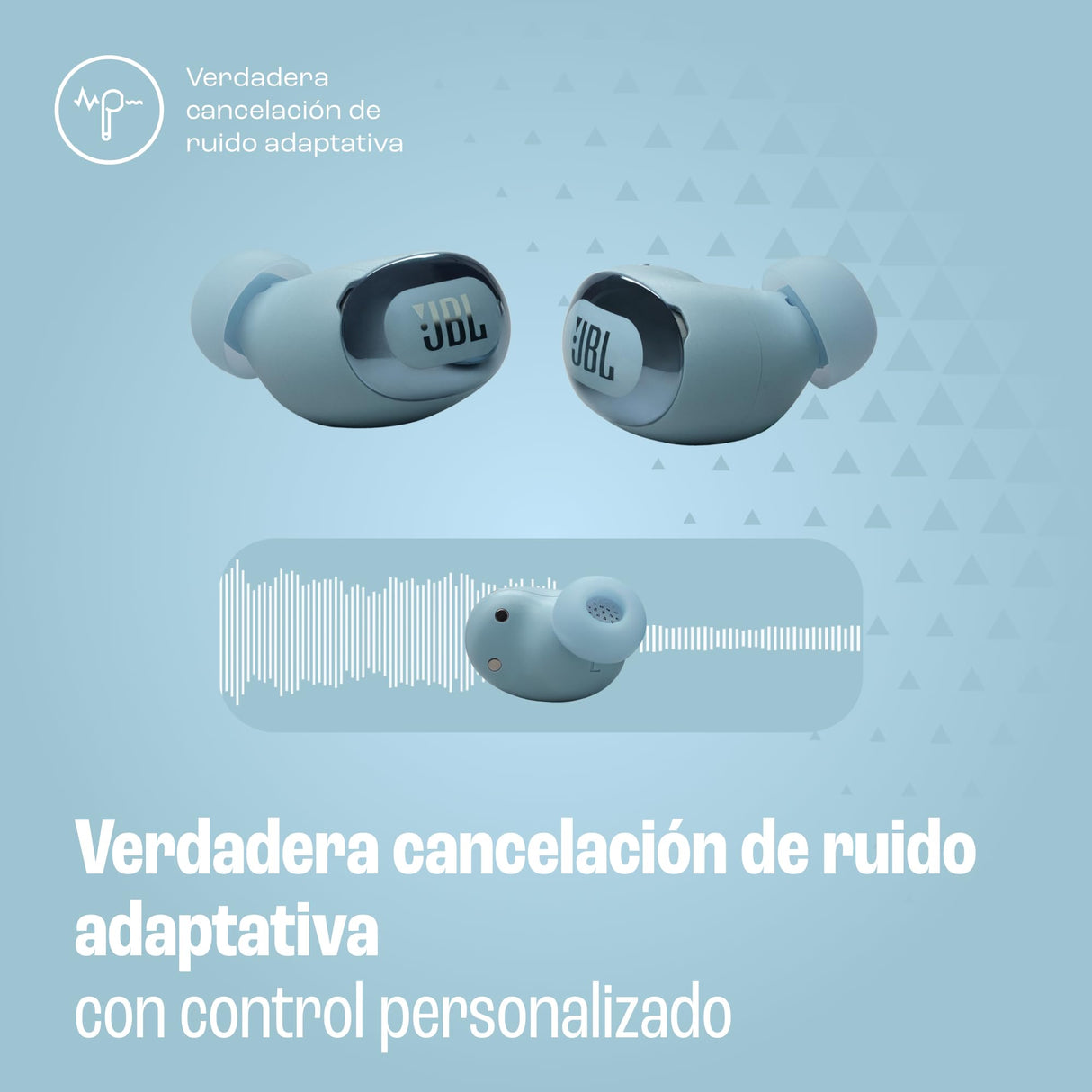 JBL Live Buds 3 Auriculares inalambricos de botón,True Wireless con cancelación de ruido adaptable, hasta 40 horas de reproducción, Bluetooth, audio de alta resolución, azul