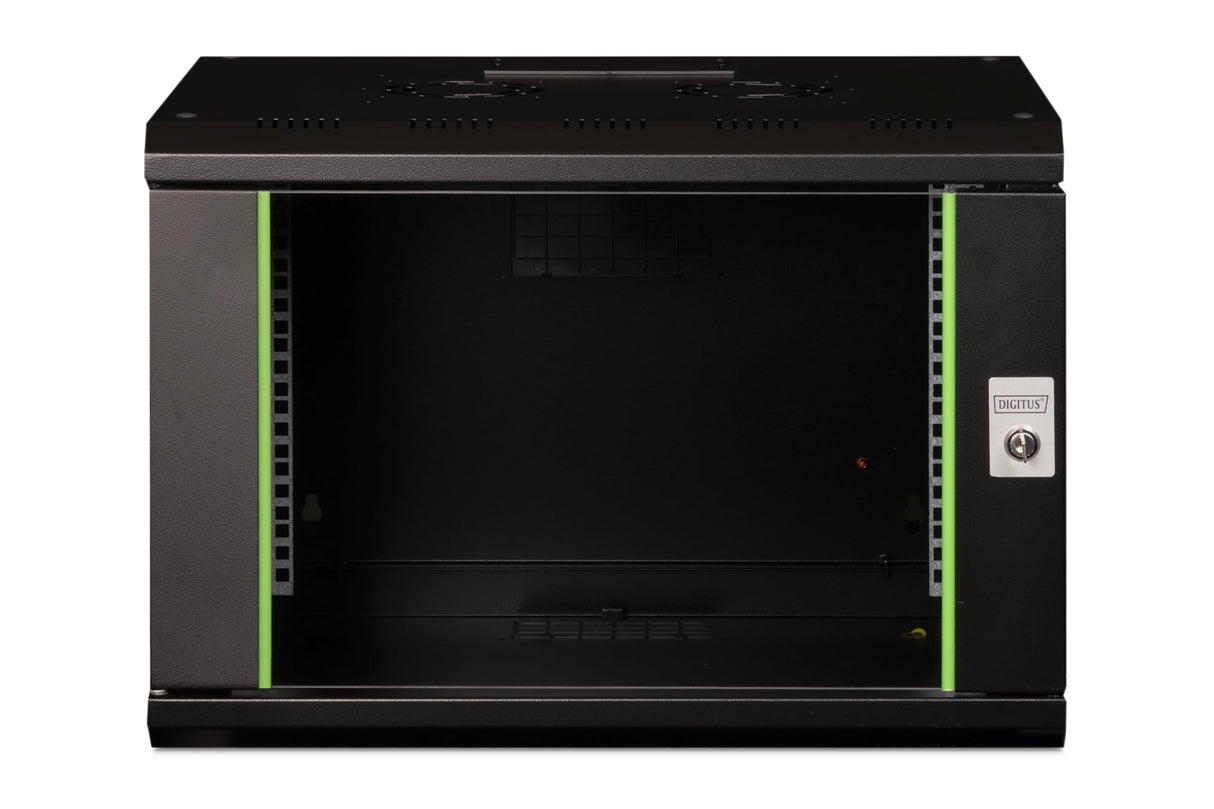 DIGITUS Armario de Red, Rack de 19 Pulgadas, 7U, Montaje en la Pared, Profundidad 450 mm, Capacidad de Carga 100 kg, Serie Unique, Negro