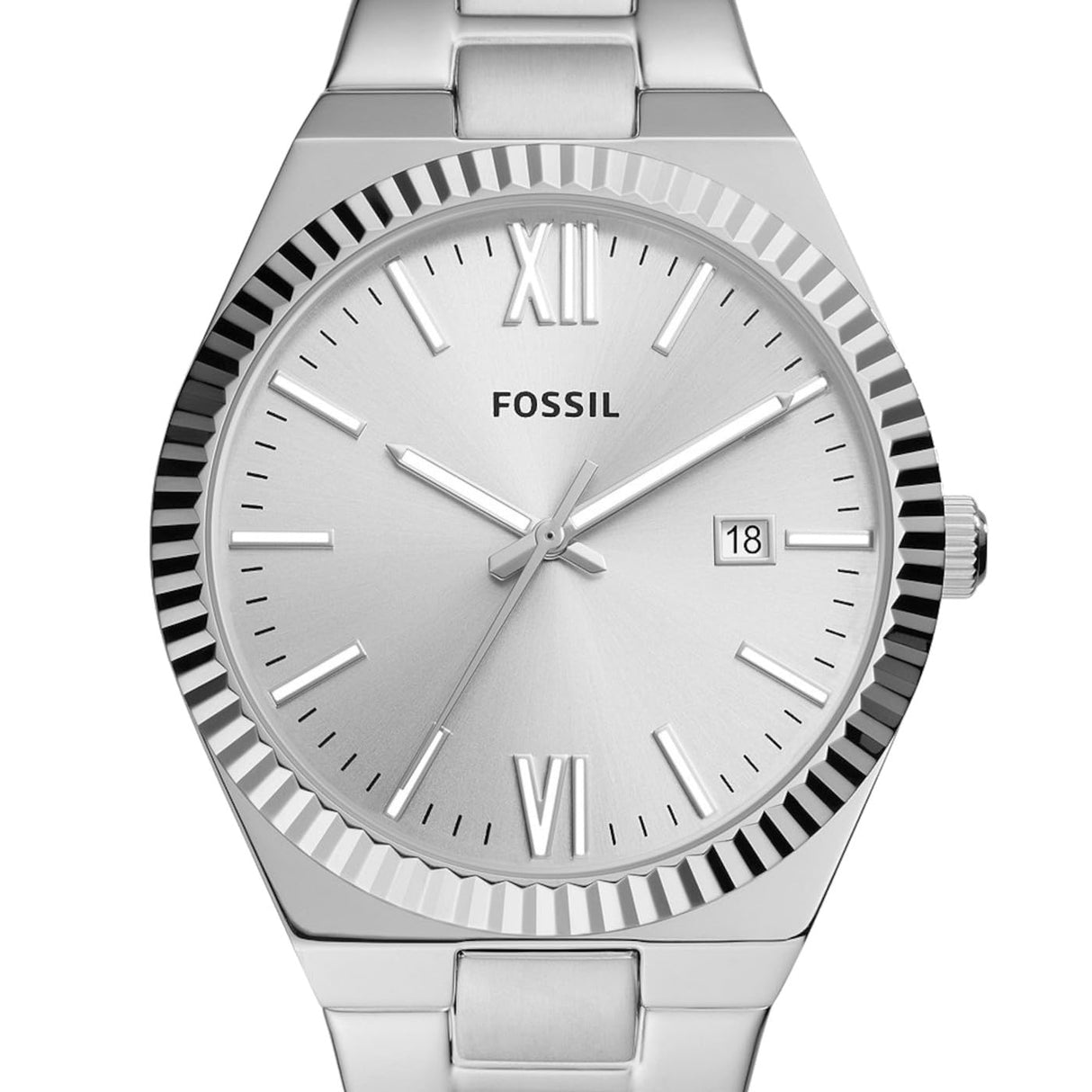 Fossil Scarlette Reloj para Mujer, Movimiento de Cuarzo con Correa de Acero o Piel, Tono Plateado, 38MM
