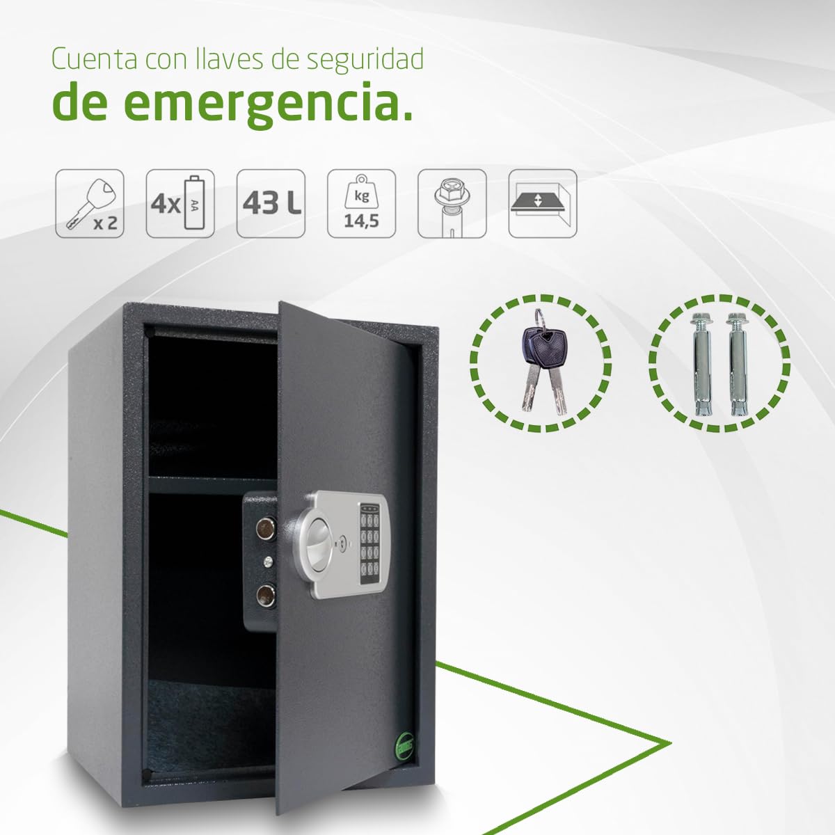 Amig - Caja Fuerte con Código - Caja de Seguridad de Sobreponer - Acero - Camuflada - Ideal para Casa - Protección de Dinero y Joyas de valor - 50 x 31 x 35 cm