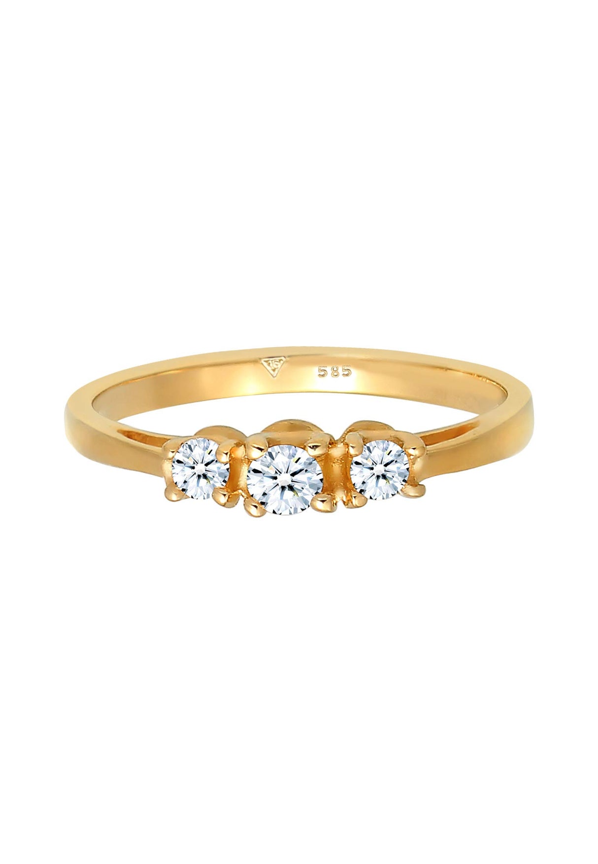 Elli DIAMONDS Anillo Mujeres de Compromiso Trío Precioso con Diamante (0,22 ct.) en Oro Amarillo 585