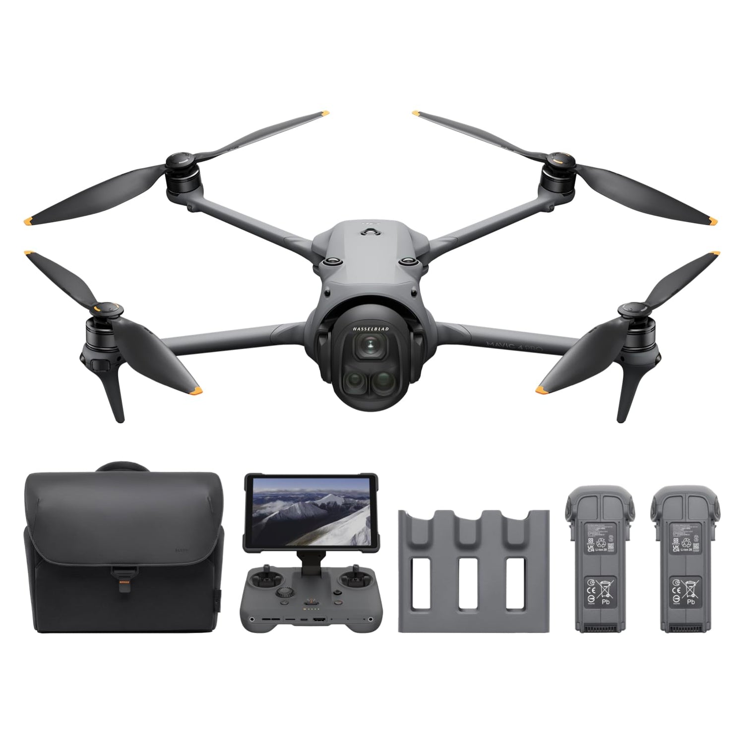 Pack para Creadores DJI Mavic 4 Pro 512 GB con DJI RC Pro 2, dron tricámara insignia con cámara Hasselblad de 100 MP y sensor CMOS 4/3, 51 min de tiempo de vuelo, tres baterías, centro de carga
