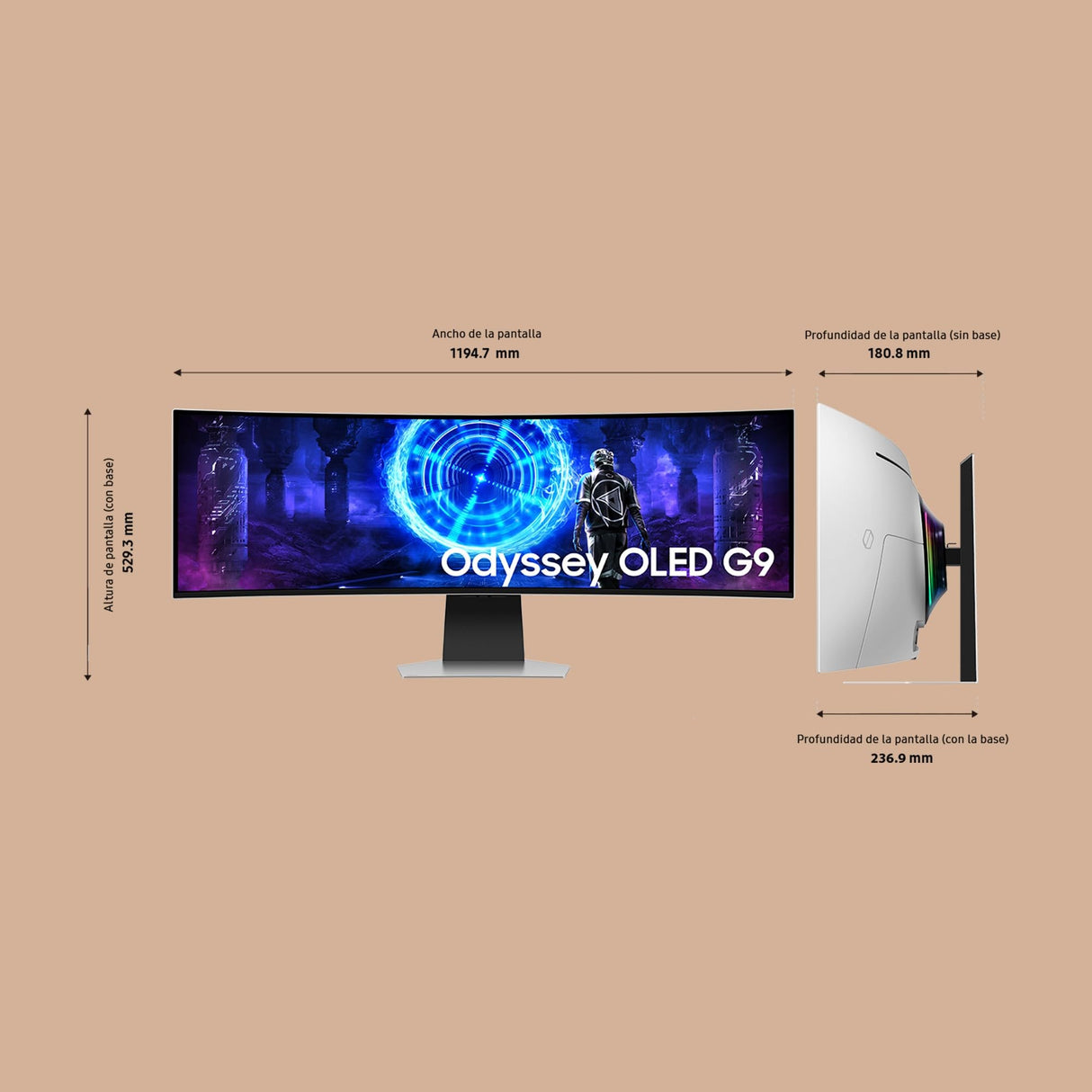 Samsung LS49DG954SUXEN - Monitor Gaming Odyssey OLED G9 G95SD Curvo 49" OLED Dual QHD, Glare Free, tasa de Respuesta 0,03ms, tasa refresco 240Hz, AMD FreeSync Premium Pro