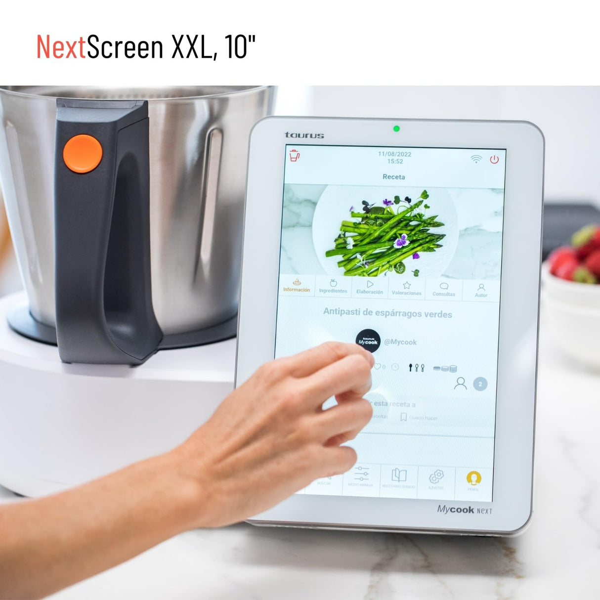 Taurus Mycook Next - Robot de Cocina con wifi, pantalla XXL, cocina por voz, inducción, cocción lenta o alta temperatura, sous-vide, 30 funciones, 2000W, jarra 3.75L, app mycook + accesorios
