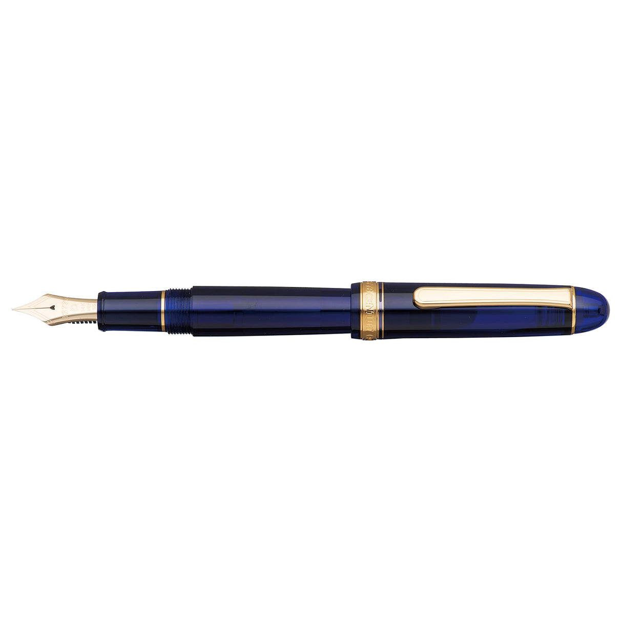 PLATINUM Pluma estilográfica japonesa #3776 Century Gold Trim Chartres Blue B/Azul/0,44-0,54 mm/Hecho a Mano/Pluma de Oro de 14 quilates/con caja de regalo/pluma estilográfica