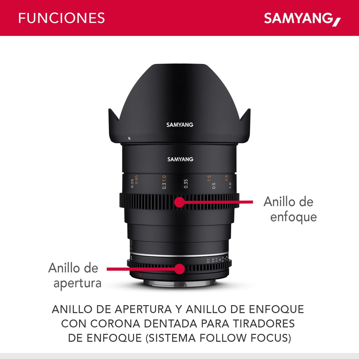 Samyang SA1514 - Lentes de Cámara Compatibles con 24MM T 1.5 MK2 MFT, Negro