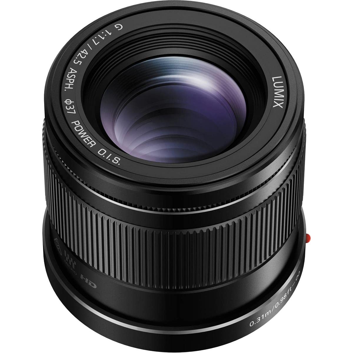 Lente Panasonic LUMIX G, 42.5MM, F1.7 ASPH., MIRRORLESS Micro Cuatro TERCEROS, Power Optical I.S., H-HS043K (EE.UU. Negro)
