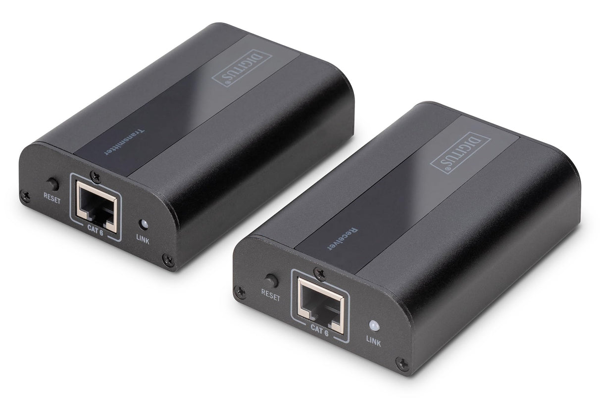 DIGITUS DS-55204 Extensor HDMI - UHD 4K 60 Hz - 70 m mediante cable LAN - Set: Transmisor y Receptor - IR Infrarrojos - HDCP 2.2