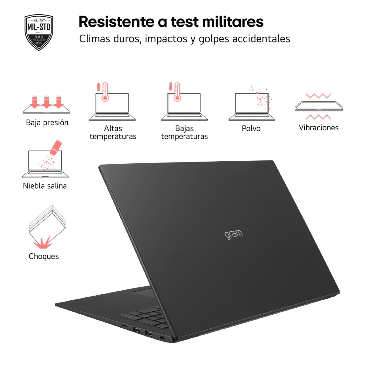 LG gram 17Z90S-G.AD7BB - Portátil Ultraligero 17", 2560x1600, Panel IPS Antirreflejo, Intel® Core™ Ultra 7, 32 GB RAM, 2TB SSD, 1,350 g, batería hasta 21.5 Horas, Windows 11 Home, Negro Obsidiana