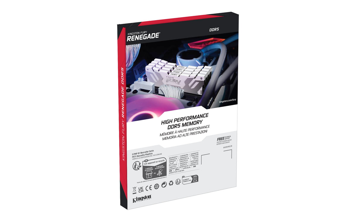 Kingston Fury Renegade DDR5 Plata/Blanco XMP 48GB (2x24GB) 8000MT/s CL38 DIMM Memoria Gamer para Ordenadores de sobremesa Kit de 2 - KF580C38RWK2-48