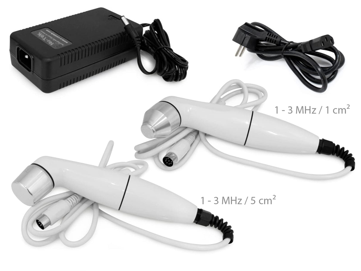 QUIRUMED Ultrasonidos profesional terapéutico portátil SonicStimu Pro 1-3 Mhz, 10 modelos de tratamientos, 2 cabezales multifrecuencia, Pantalla LCD