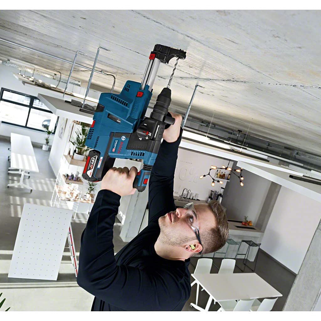 Bosch Professional GBH 18V-26 F - Martillo perforador combinado a batería (18V, 2,6 J, Ø máx. hormigón 26 mm, SDS plus, 2 baterías 5,5 Ah ProCORE18V, en L-BOXX 136), Negro, Rojo, Azul, en L-BOXX