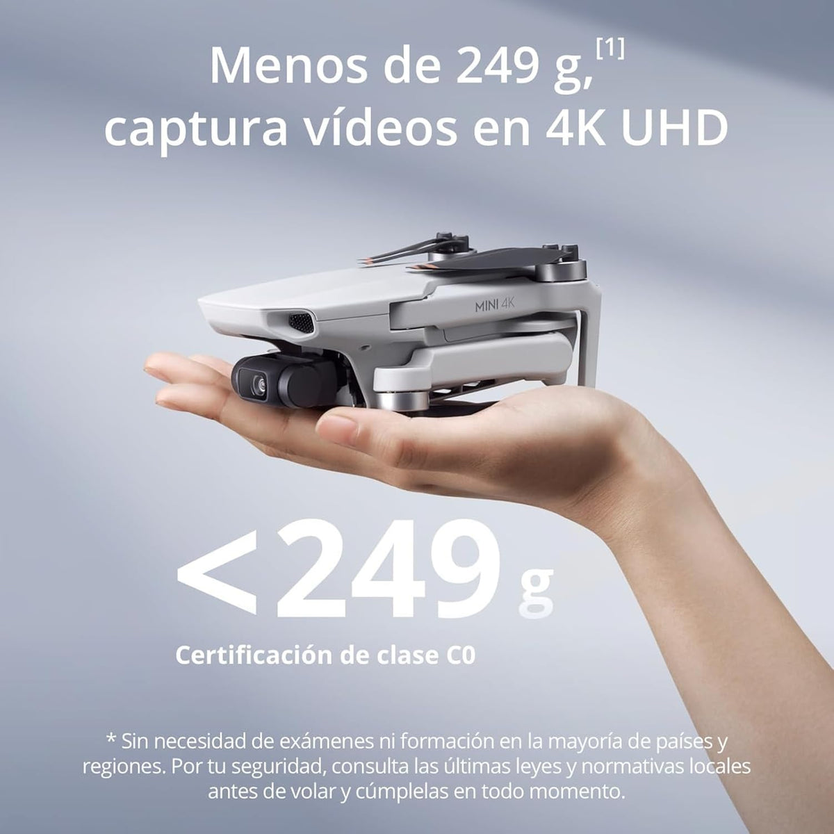 DJI Mini 4K, dron con cámara 4K UHD para adultos, menos de 249g, estabilización en 3 ejes, transmisión de vídeo a 10 km, regreso automático, 1 batería para un tiempo máx. de vuelo de 31 min