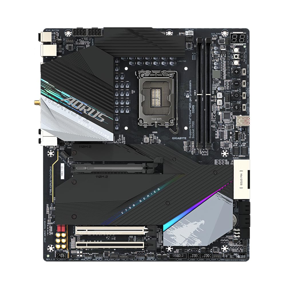 Gigabyte Z790 AORUS Tachyon X - Compatible con CPU Intel de 13ª generación, VRM Digital Directo de 15+1+2 Fases, hasta 8700 MHz DDR5 (O.C), 4 x M.2 PCIe 4.0 x4/x2, Wi-Fi 6E AX211, LAN de 2.5 GbE, USB