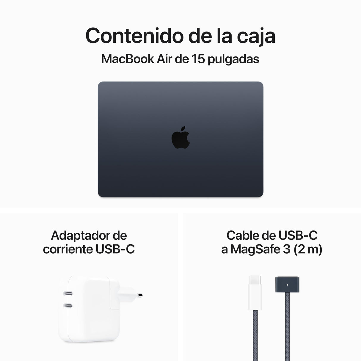 Apple 2024 MacBook Air de 15 Pulgadas con Chip M3 de Apple: Pantalla Liquid Retina de 15,3 Pulgadas, 8 GB de Memoria unificada, SSD de 256 GB, cámara FaceTime HD a 1080p, Touch ID, Medianoche