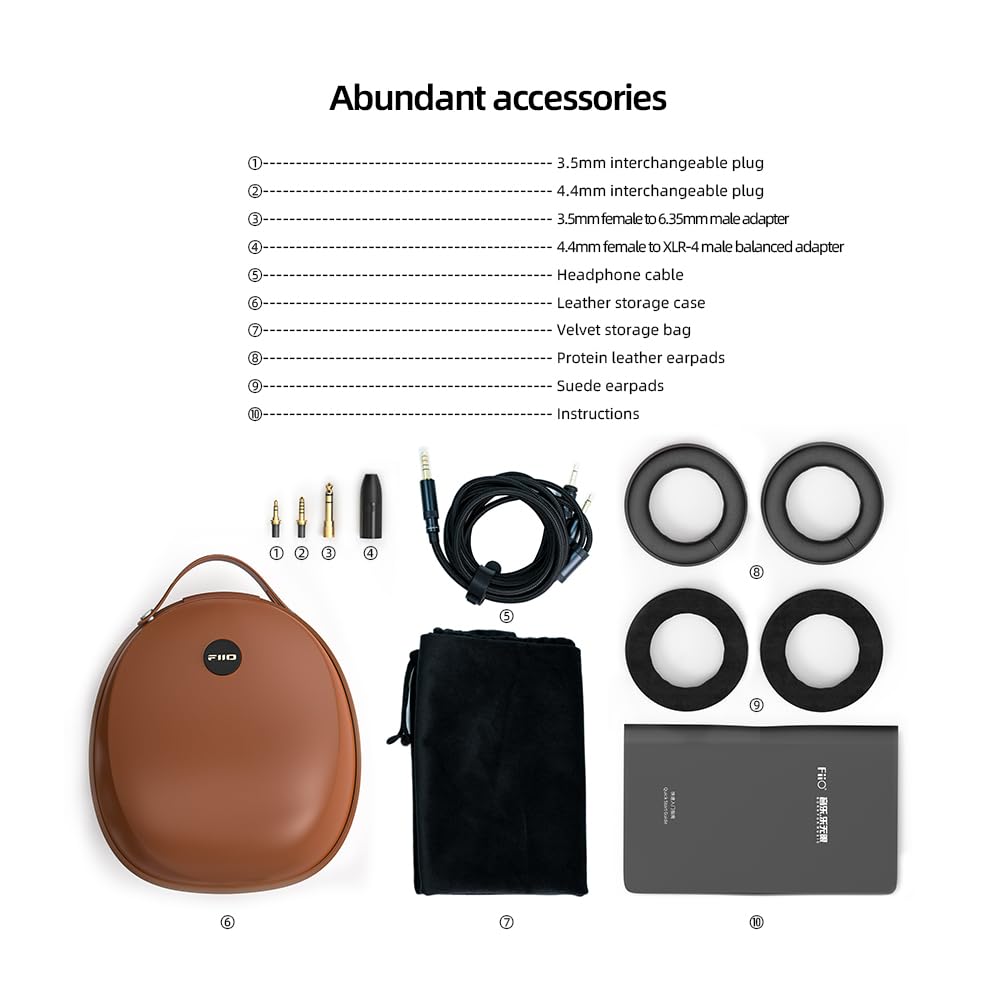 FIIO FT3 HiFi Studio 32ohm Auriculares con Cable sobre la Oreja/Espalda Abierta, 60 mm de Alto Rendimiento dinámico Driver Headset 3.5mmSE/4.4mm/6.35mm para audiófilos/estéreo, Gran Sonido (32ohm)