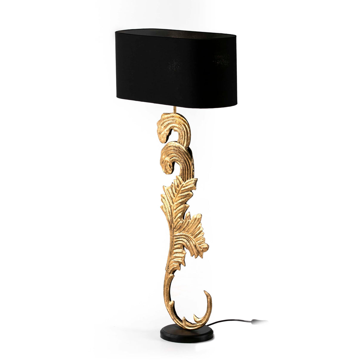 LAMPARA SOBREMESA 22X18X77 MADERA NEGRO/METAL DORADO CON PANTALLA NEGRO