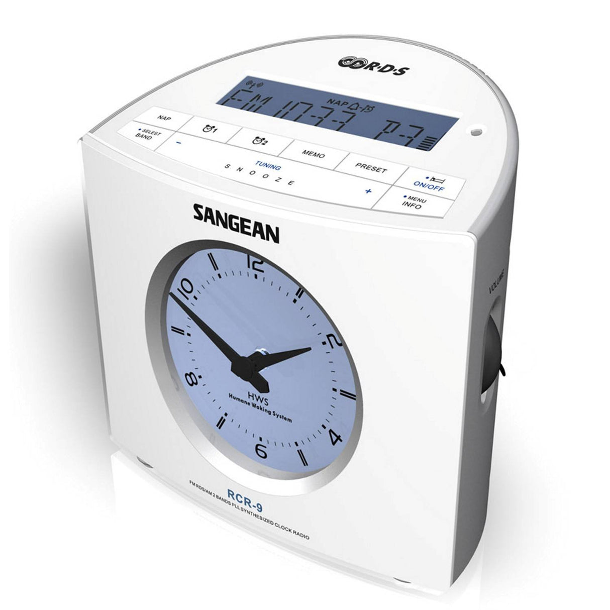 Sangean RCR9W RCR-9 - Radio Reloj Digital FM/Am con Alarma, Blanco