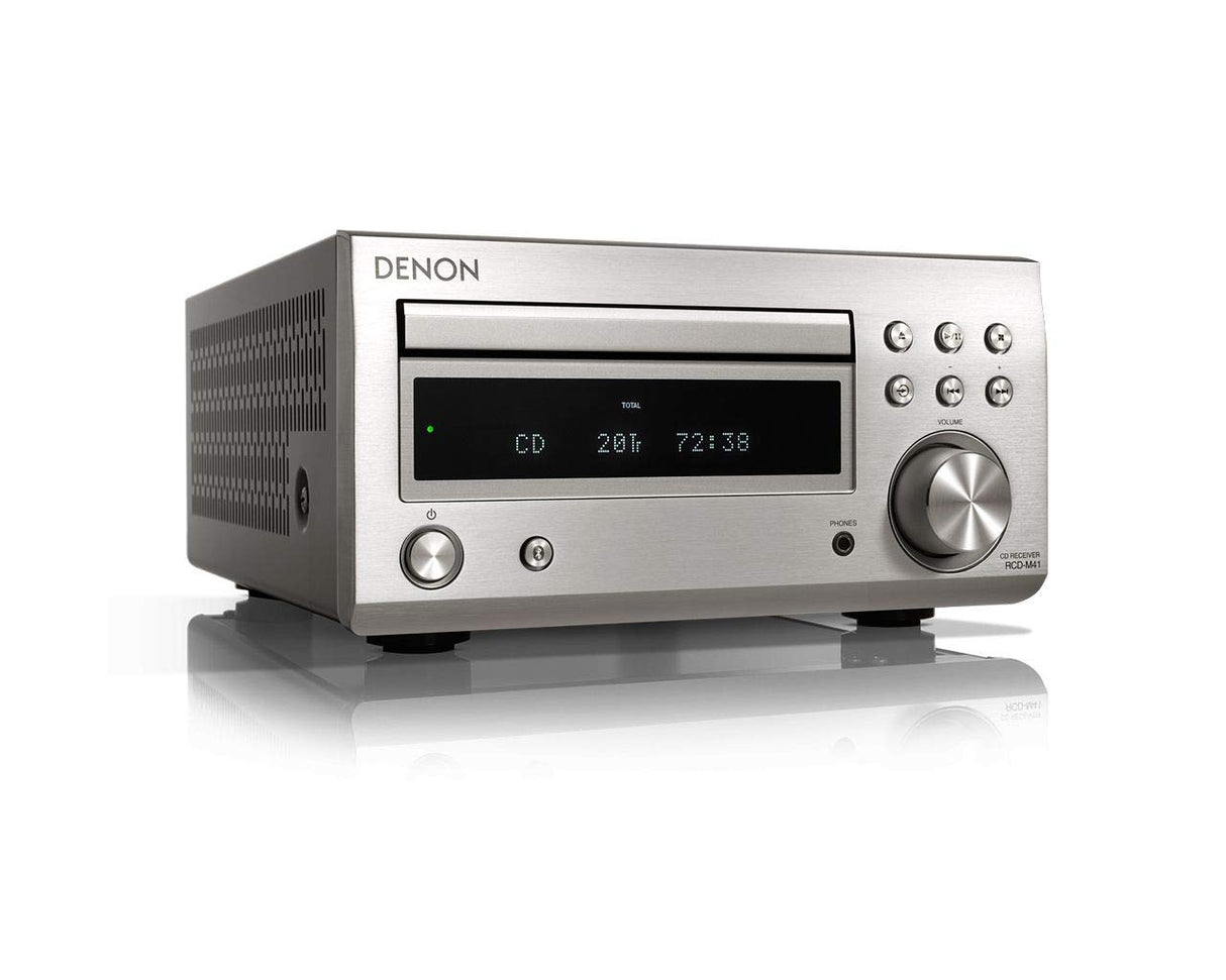 Denon D-M41 - Microcadena con lector de CD y Bluetooth, color plata y negro